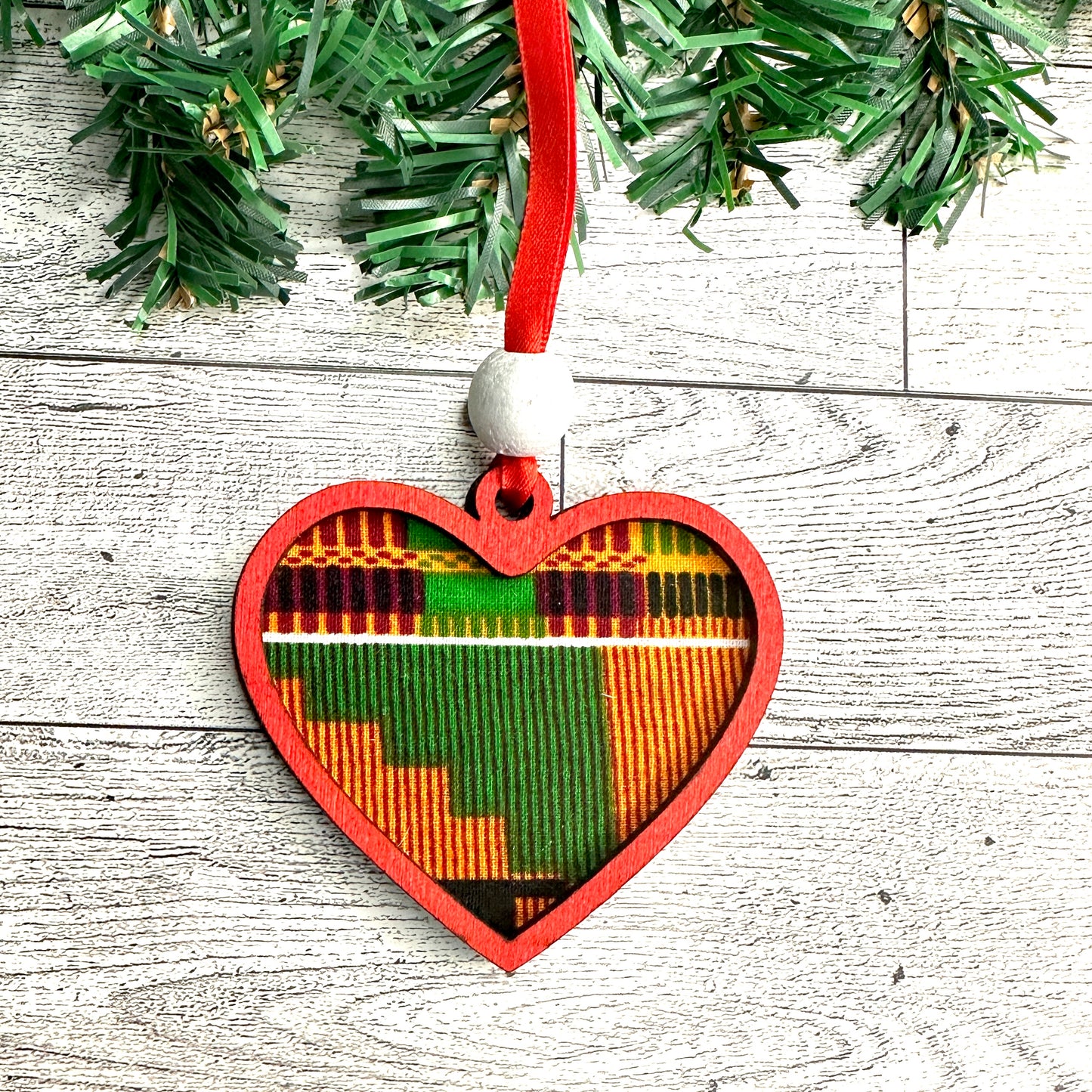 Dark Kente Love Ornament