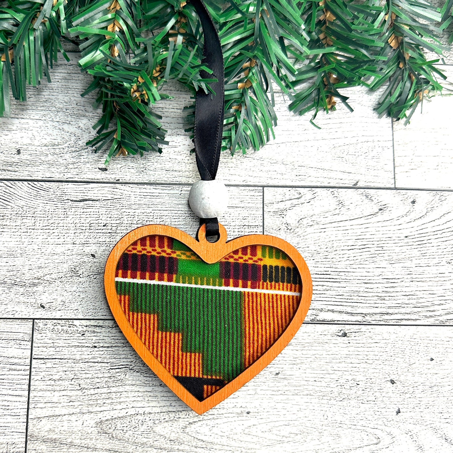 Dark Kente Love Ornament