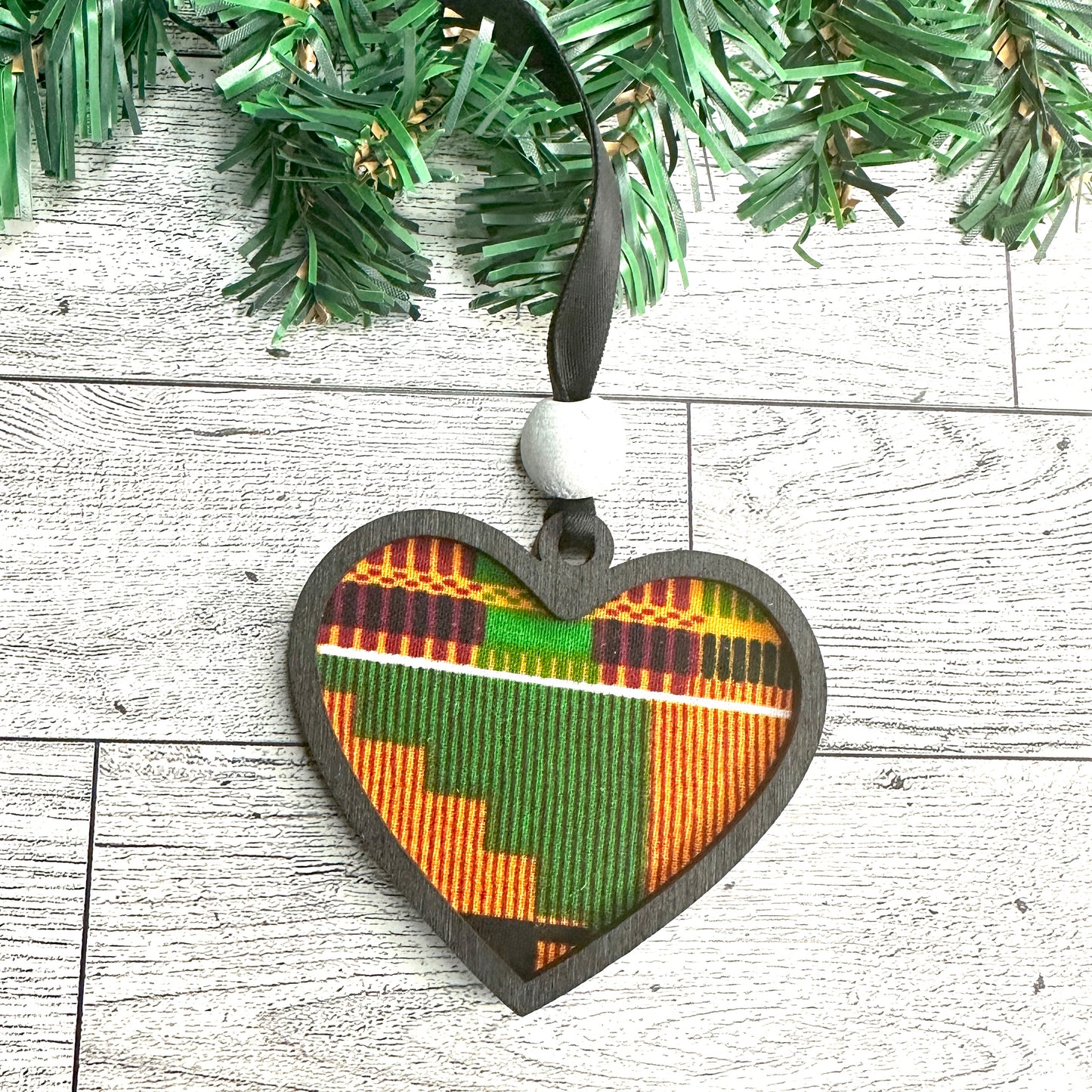 Dark Kente Love Ornament