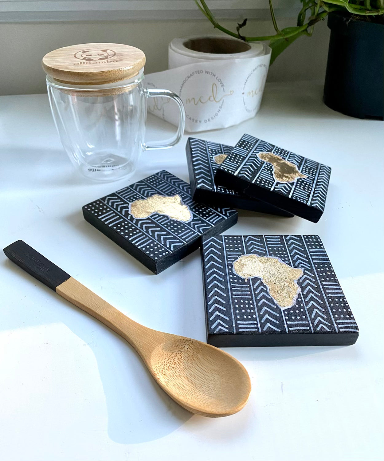 Africa Mud Cloth 4PC Coaster Set - M Casey Designs