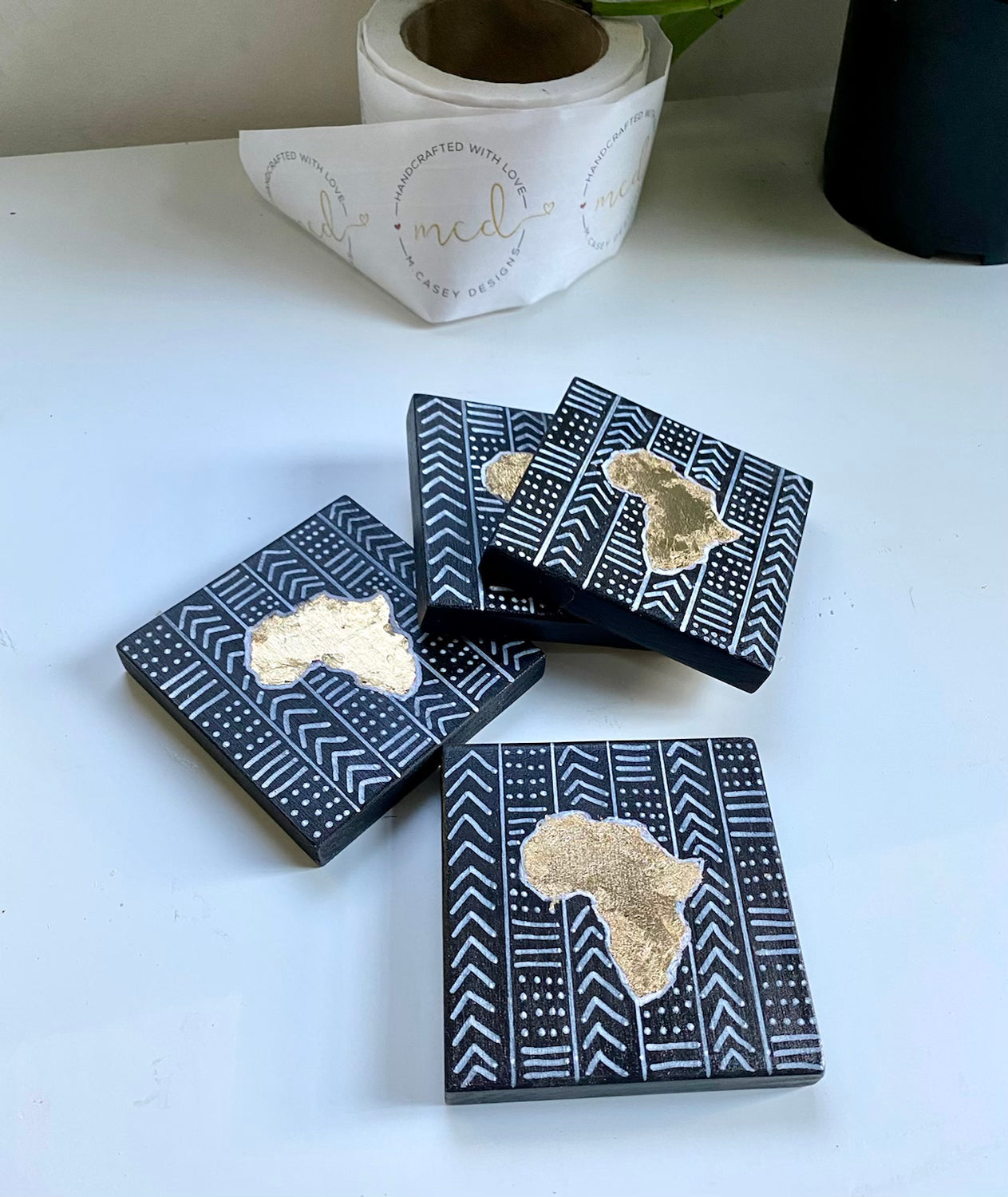 Africa Mud Cloth 4PC Coaster Set - M Casey Designs